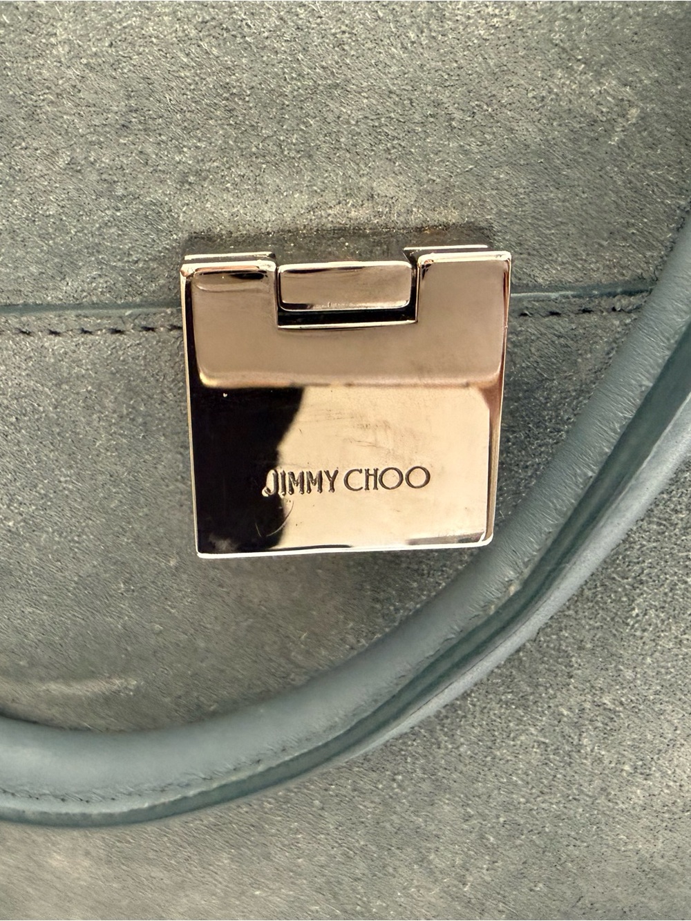 Jimmy Choo Slate Blue Suede Satchel with Top Handles - Picture 4 of 10